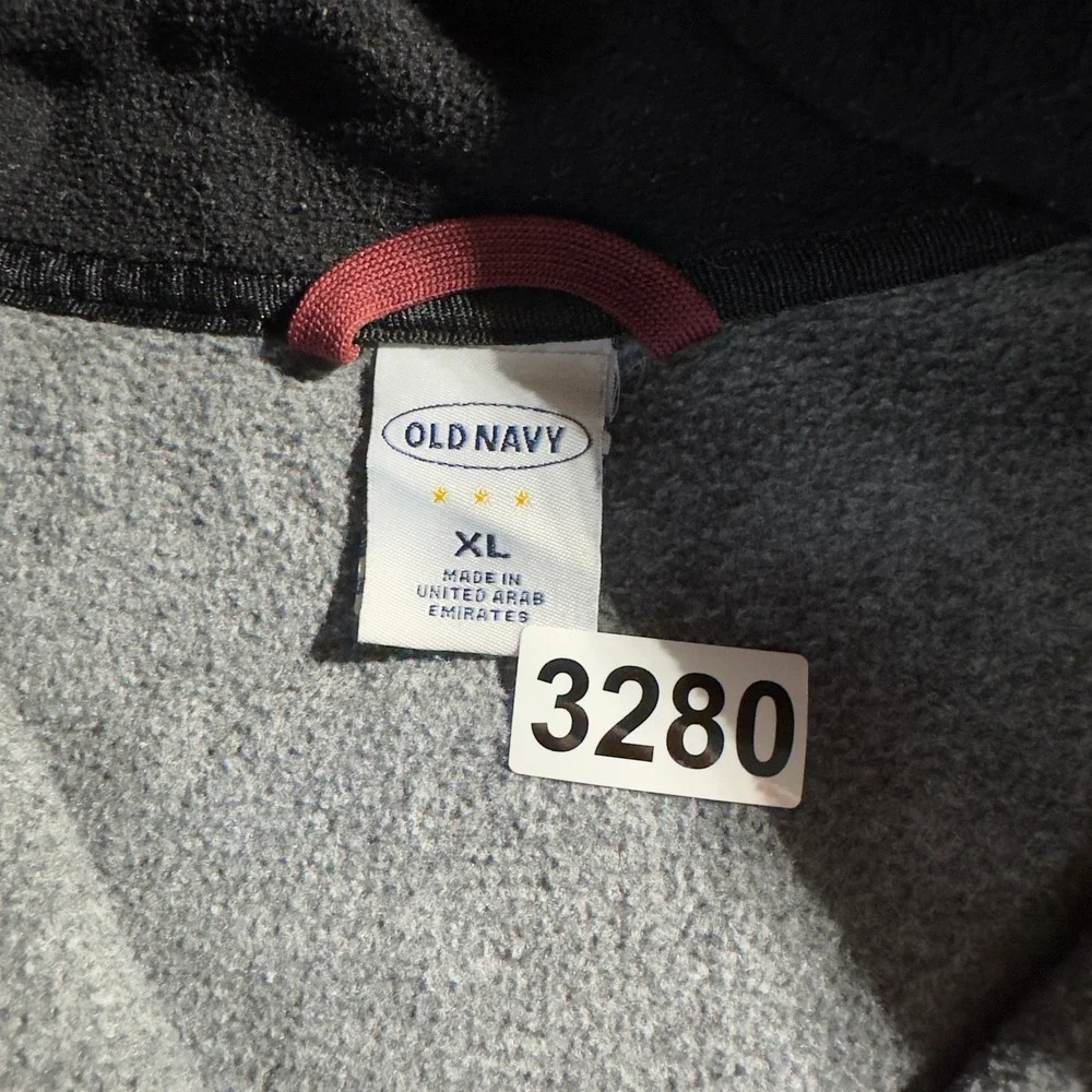 Vintage Old Navy Fleece Pullover Mens XL Grey Y2K Gorpcore Quarter Zip Logo